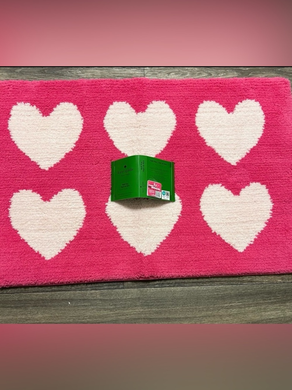 Kate Spade New York Hot Pink/Barbie Pink Heart Bath Rug